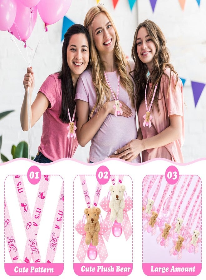 Remuuly 24 Pcs Baby Shower Party Favors Pacifier Necklaces with Plush Bears – Cute Bear Necklace for Guests, Baby Shower Decorations & Game Prizes for Boy or Girl(Pink) - Image 3